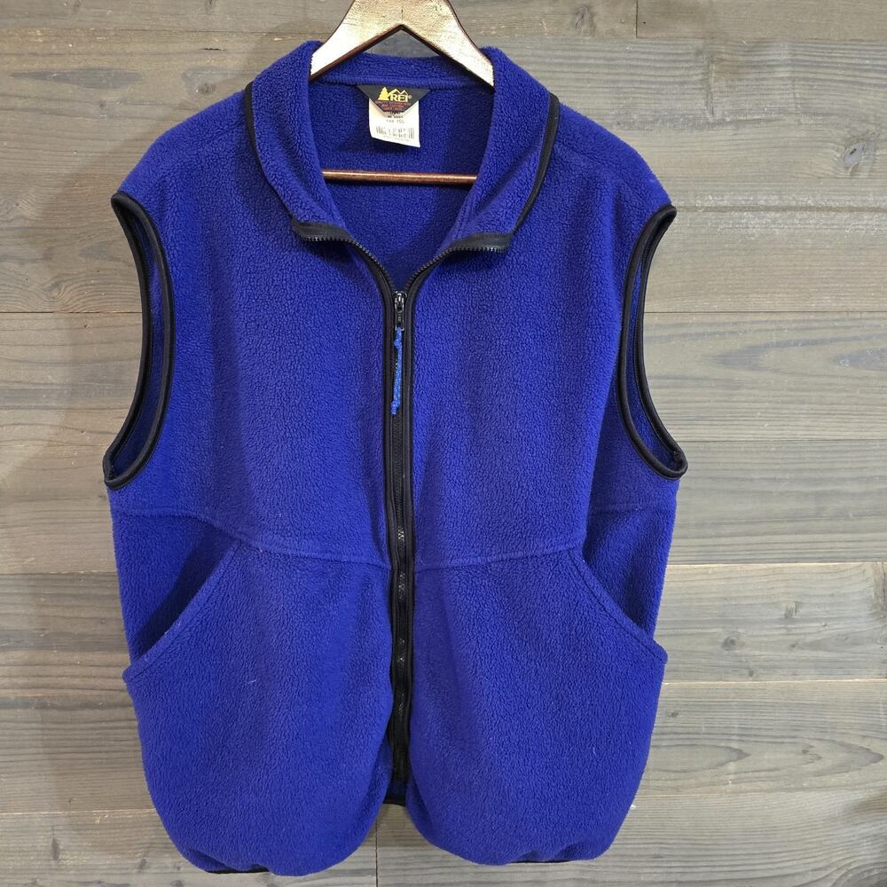 Vintage REI Men's Fleece Vest Blue Full Zip Polartec Outdoor Hiking XL 144-155